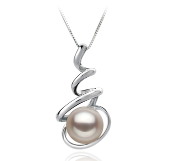 Eldova Blanc 8-9mm AAA-qualité Akoya du Japon 585/1000 Or Blanc-pendentif en perles