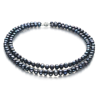 Eliana Noir 6-7mm A-qualité perles d'eau douce 925/1000 Argent-Collier de perles