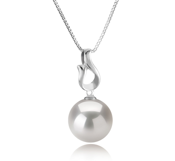 Elin Blanc 11-12mm AAAA-qualité perles d'eau douce - Edison 925/1000 Argent-pendentif en perles