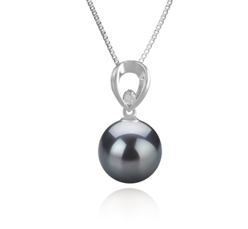 Emilia Noir 10-11mm AAA-qualité de Tahiti 925/1000 Argent-pendentif en perles
