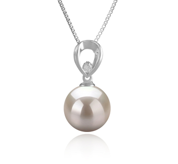 Emilia Blanc 10-11mm AAAA-qualité perles d'eau douce 925/1000 Argent-pendentif en perles