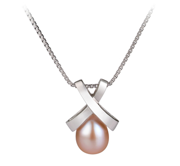Impératrice Rose 7-8mm AA-qualité perles d'eau douce 925/1000 Argent-pendentif en perles