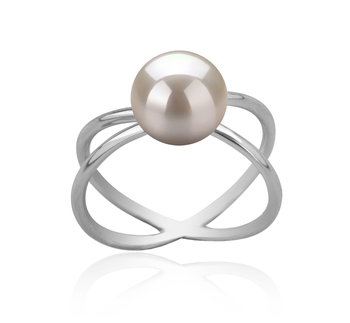 Esty Blanc 8-9mm AAA-qualité perles d'eau douce 925/1000 Argent-Bague perles
