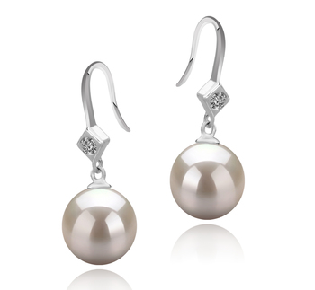 Ethel Blanc 8-9mm AAAA-qualité perles d'eau douce 925/1000 Argent-Boucles d'oreilles en perles