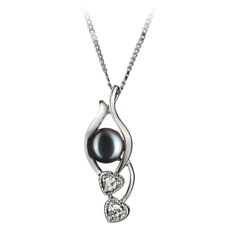 Eudora Noir 7-8mm AA-qualité perles d'eau douce Blanc Bronze-pendentif en perles