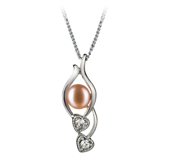 Eudora Rose 7-8mm AA-qualité perles d'eau douce Blanc Bronze-pendentif en perles