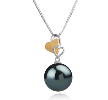 Felicia Noir 11-12mm AAA-qualité de Tahiti 925/1000 Argent-pendentif en perles