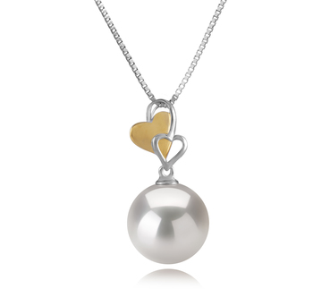 Felicia Blanc 11-12mm AAAA-qualité perles d'eau douce - Edison 925/1000 Argent-pendentif en perles