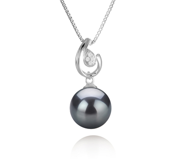 Femke Noir 10-11mm AAA-qualité de Tahiti 925/1000 Argent-pendentif en perles