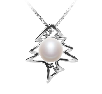Fishbone Blanc 7-8mm AA-qualité perles d'eau douce 925/1000 Argent-pendentif en perles