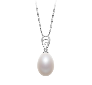 Fotina Blanc 10-11mm AA - Drop-qualité perles d'eau douce 925/1000 Argent-pendentif en perles