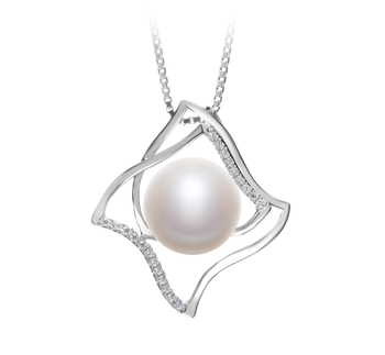 Freda Blanc 10-11mm AAA-qualité perles d'eau douce 925/1000 Argent-pendentif en perles