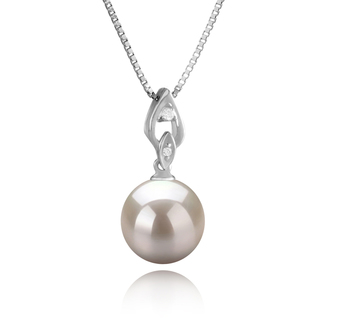 Frida Blanc 10-11mm AAAA-qualité perles d'eau douce 925/1000 Argent-pendentif en perles