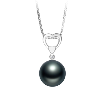 Gabrielle Noir 10-11mm AAA-qualité de Tahiti 925/1000 Argent-pendentif en perles