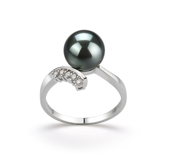 Grace Noir 8-9mm AAA-qualité de Tahiti 585/1000 Or Blanc-Bague perles