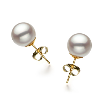 Blanc 8.5-9mm Hanadama - AAAA-qualité Akoya du Japon-Boucles d'oreilles en perles