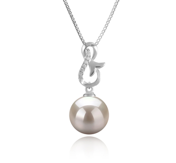 Hazel Blanc 9-10mm AAAA-qualité perles d'eau douce 925/1000 Argent-pendentif en perles