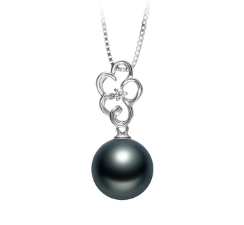 Hilary Noir 10-11mm AAA-qualité de Tahiti 925/1000 Argent-pendentif en perles