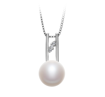 Hiriko Blanc 9-10mm AA-qualité perles d'eau douce 925/1000 Argent-pendentif en perles