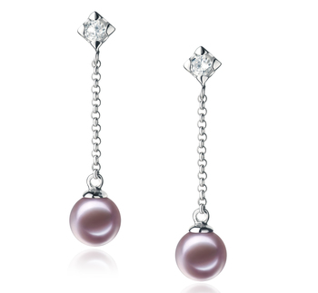 Ingrid Lavande 6-7mm AAAA-qualité perles d'eau douce 925/1000 Argent-Boucles d'oreilles en perles