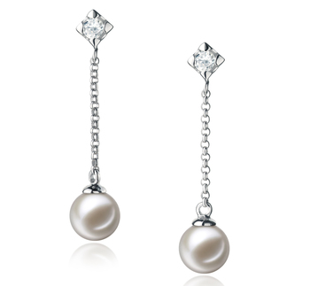 Ingrid Blanc 6-7mm AAAA-qualité perles d'eau douce 925/1000 Argent-Boucles d'oreilles en perles