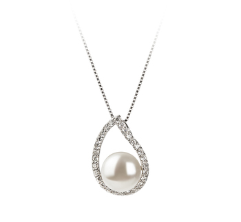 Isabella Blanc 9-10mm AA-qualité perles d'eau douce 925/1000 Argent-pendentif en perles