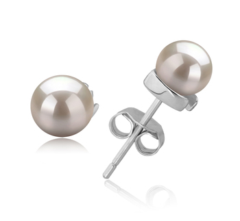 Jalena Blanc 5-6mm AAAA-qualité perles d'eau douce 925/1000 Argent-Boucles d'oreilles en perles