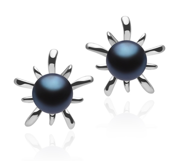 Jamelia Noir 6-7mm AAAA-qualité perles d'eau douce 925/1000 Argent-Boucles d'oreilles en perles