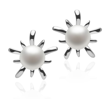 Jamelia Blanc 6-7mm AAAA-qualité perles d'eau douce 925/1000 Argent-Boucles d'oreilles en perles