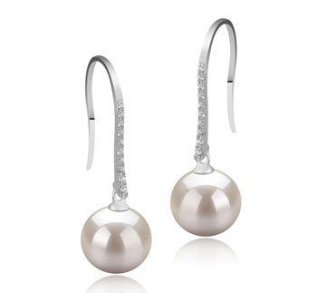 Janet-Fishhook Blanc 10-11mm AAAA-qualité perles d'eau douce 925/1000 Argent-Boucles d'oreilles en perles