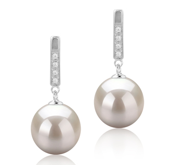 Janet Blanc 9-10mm AAAA-qualité perles d'eau douce 925/1000 Argent-Boucles d'oreilles en perles