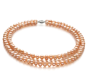 Jara Rose 6-7mm A-qualité perles d'eau douce 925/1000 Argent-Collier de perles