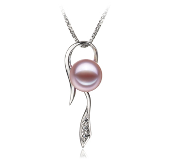 Jennifer Lavande 7-8mm AAAA-qualité perles d'eau douce 925/1000 Argent-pendentif en perles