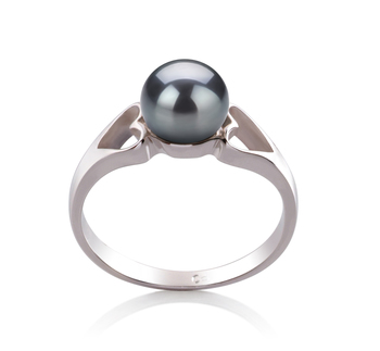 Jessica Noir 6-7mm AA-qualité perles d'eau douce 925/1000 Argent-Bague perles