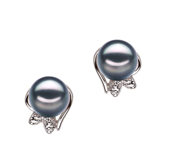 Jodie Noir 6-7mm AA-qualité Akoya du Japon 925/1000 Argent-Boucles d'oreilles en perles