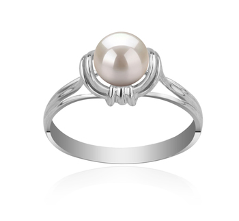 Joy Blanc 6-7mm AAAA-qualité perles d'eau douce 925/1000 Argent-Bague perles