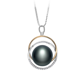 Judith Noir 12-13mm AA-qualité perles d'eau douce 925/1000 Argent-pendentif en perles