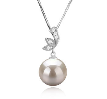 Justine Blanc 10-11mm AAAA-qualité perles d'eau douce 925/1000 Argent-pendentif en perles