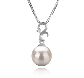 Kacey Blanc 8-9mm AA-qualité Akoya du Japon 925/1000 Argent-pendentif en perles