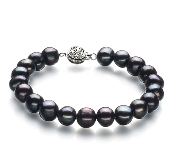 Kaitlyn Noir 8-9mm A-qualité perles d'eau douce 925/1000 Argent-Bracelet de perles