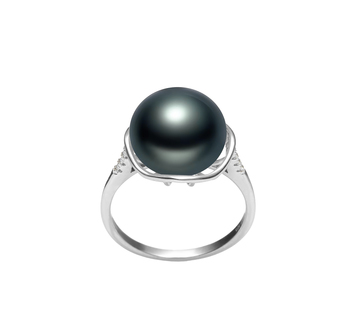 Kalina Noir 11-12mm AAA-qualité perles d'eau douce 925/1000 Argent-Bague perles