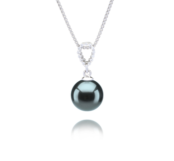 Karen Noir 9-10mm AAA-qualité de Tahiti 925/1000 Argent-pendentif en perles