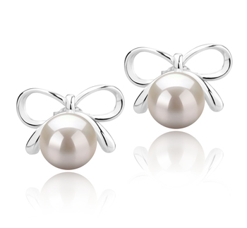 Kayla Blanc 8-9mm AAAA-qualité perles d'eau douce 925/1000 Argent-Boucles d'oreilles en perles