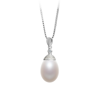 Kaylee Blanc 10-11mm AA - Drop-qualité perles d'eau douce 925/1000 Argent-pendentif en perles