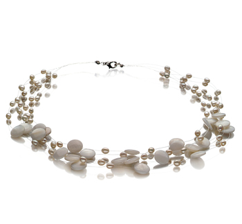 Keita Blanc 4-10mm A-qualité perles d'eau douce -Collier de perles