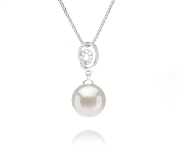 Kimberly Blanc 9-10mm AAAA-qualité perles d'eau douce 925/1000 Argent-pendentif en perles