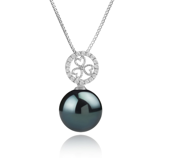 Klara Noir 12-13mm AA-qualité de Tahiti 925/1000 Argent-pendentif en perles
