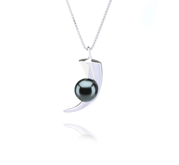 Larina Noir 9-10mm AAA-qualité de Tahiti 925/1000 Argent-pendentif en perles