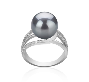 Layana Noir 10-11mm AAA-qualité de Tahiti 925/1000 Argent-Bague perles