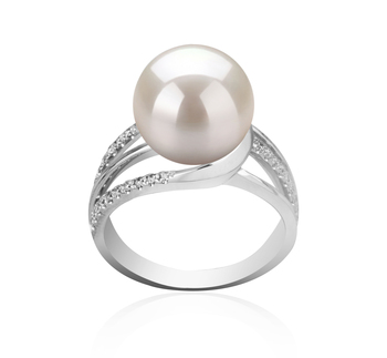 Layana Blanc 10-11mm AAAA-qualité perles d'eau douce 925/1000 Argent-Bague perles